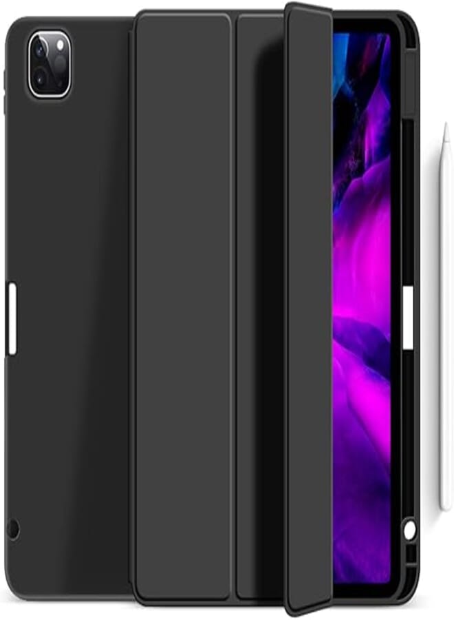 KenKe iPad Pro 11 Case with Pencil Holder, Lightweight Smart Soft Back Cover [Supports Pencil 2 Wireless Charging&Pair] Auto Wake/Sleep for iPad Pro 11 inch case 2020 & 2018 Model - (Black)